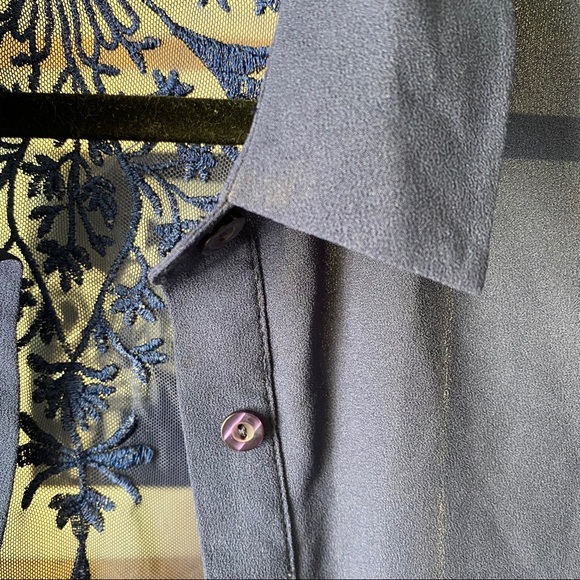 Urban Outfitters Blue Sheer Button Up Blouse - Picture 3 of 8